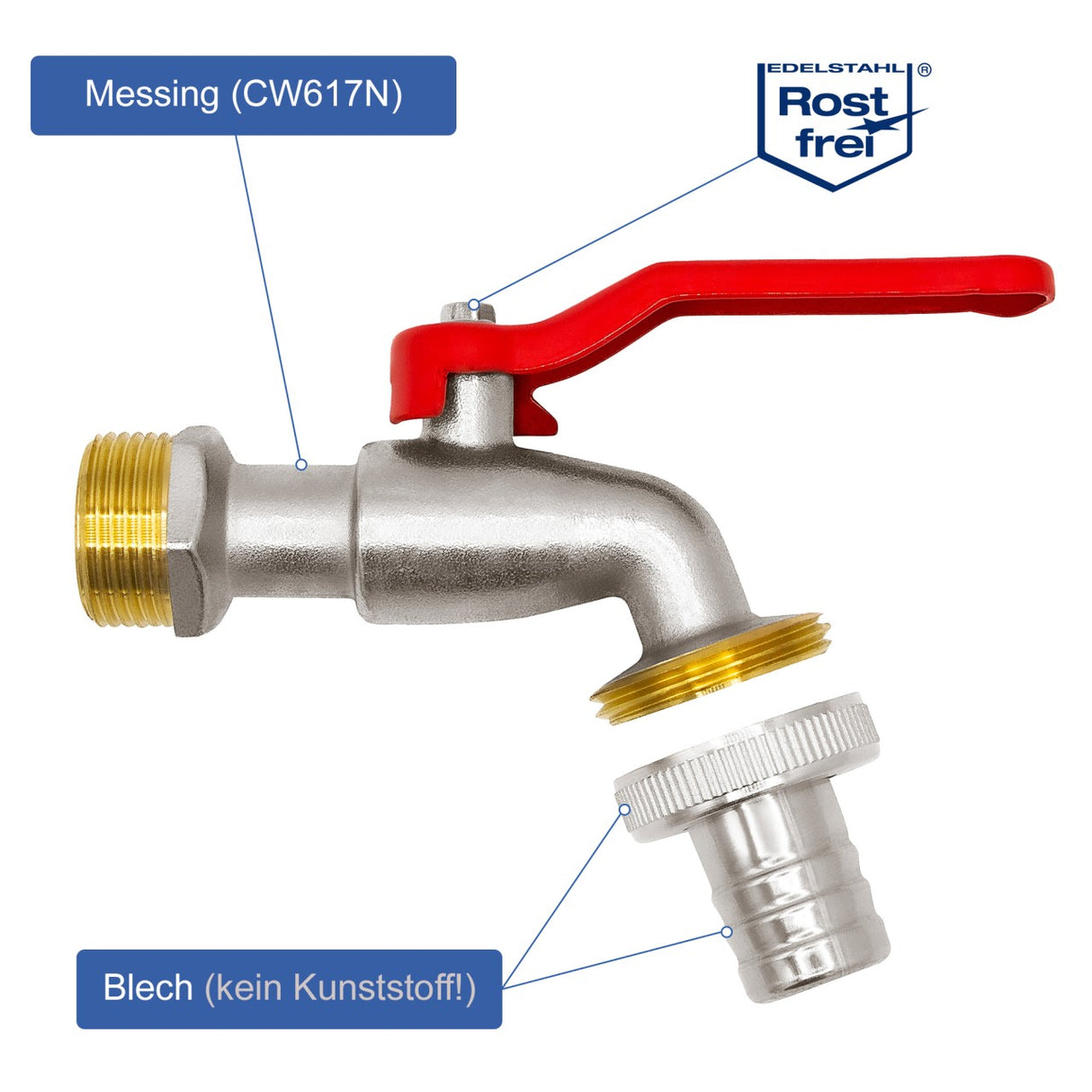 IBC Auslaufhahn, 3/4", S60x6, matt, verchromt