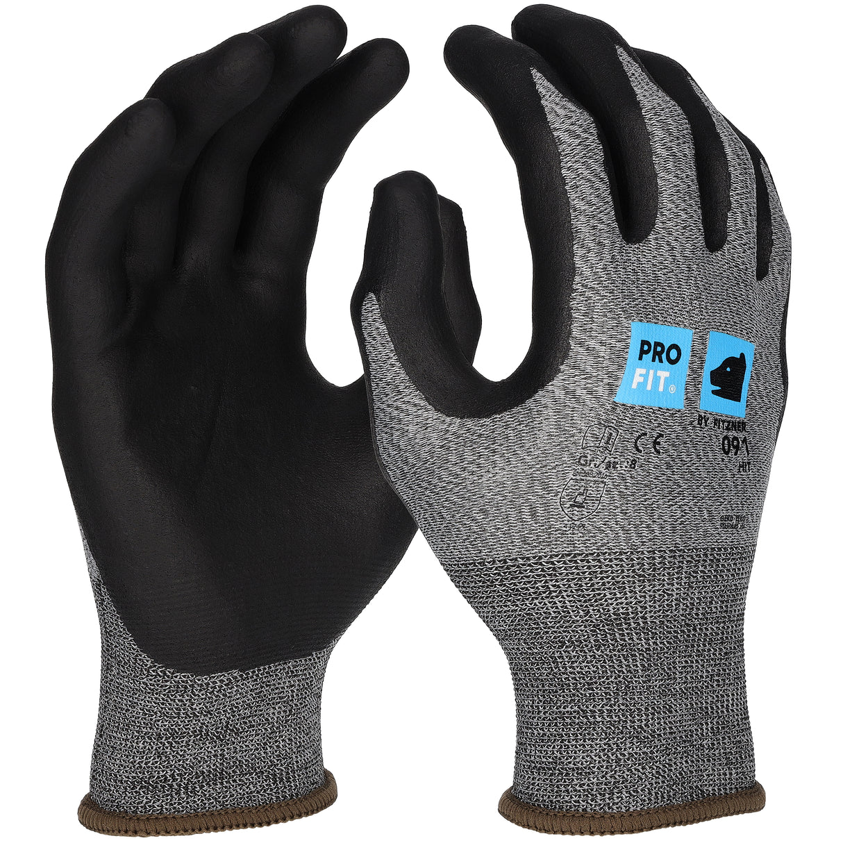 Pro-Fit® Nitril Handschuhe, "Hit", Nitrilschaum, grau/schwarz