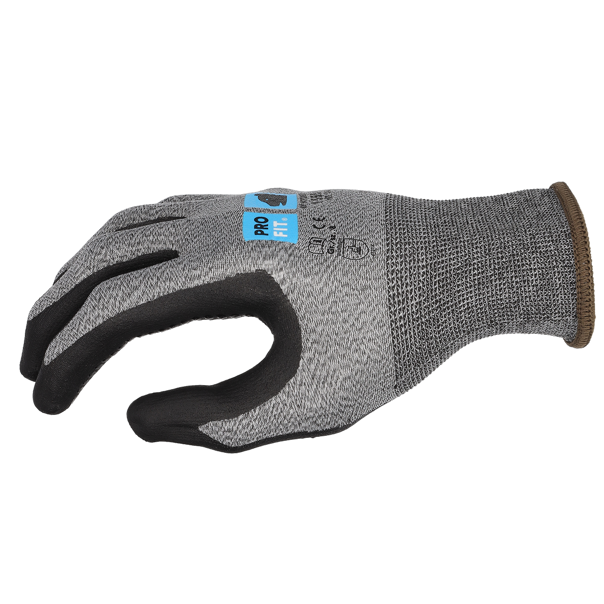 Pro-Fit® Nitril Handschuhe, "Hit dot", Nitrilschaum, Noppen, grau/schwarz