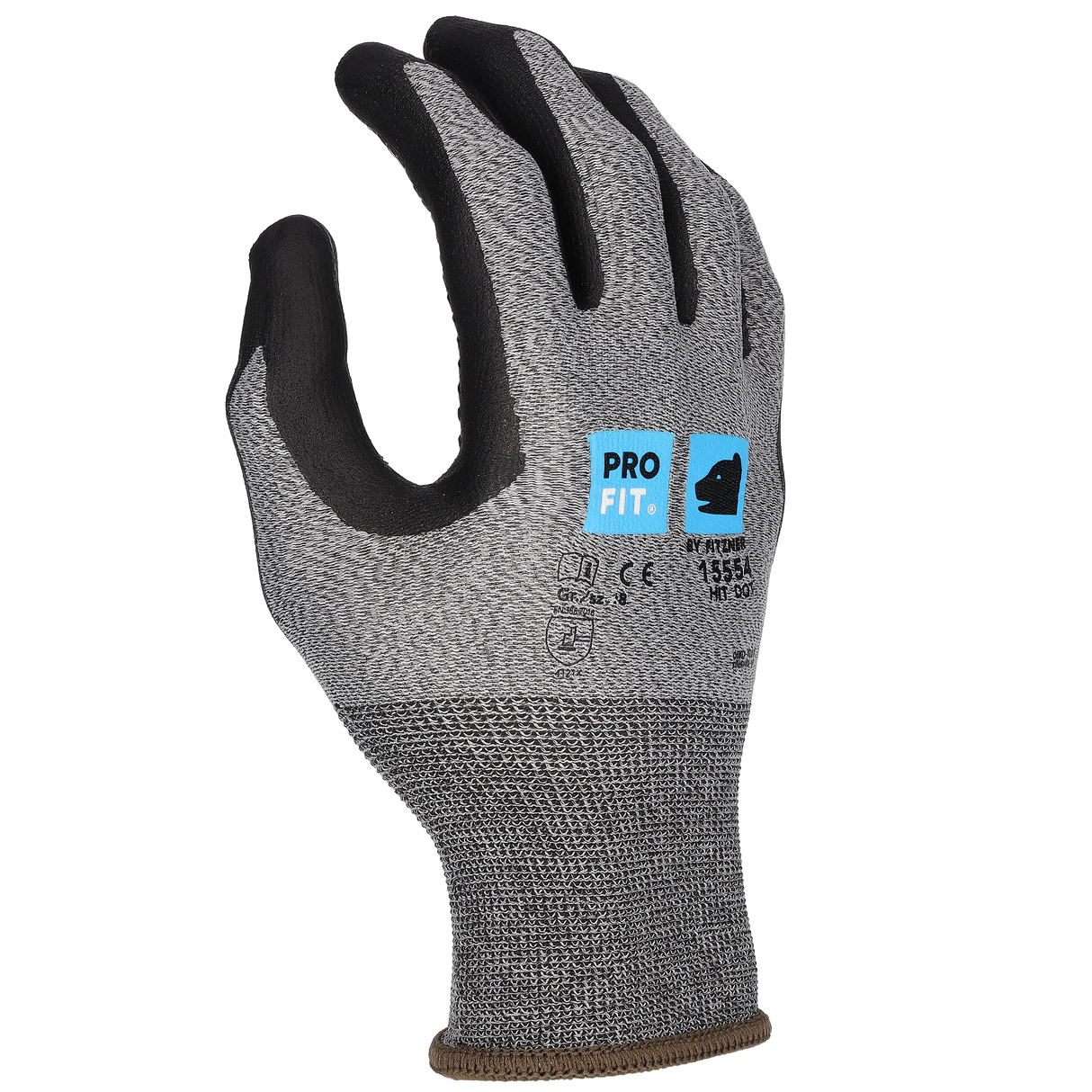 Pro-Fit® Nitril Handschuhe, "Hit dot", Nitrilschaum, Noppen, grau/schwarz