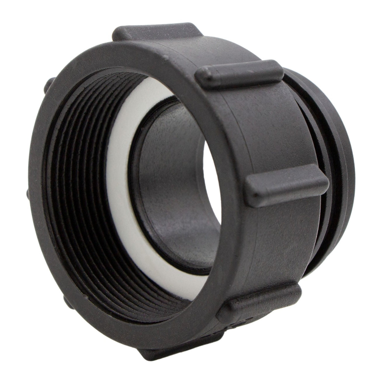 IBC Adapter (2" auf S60x6) Feingewinde auf Grobgewinde, Kunststoff, schwarz