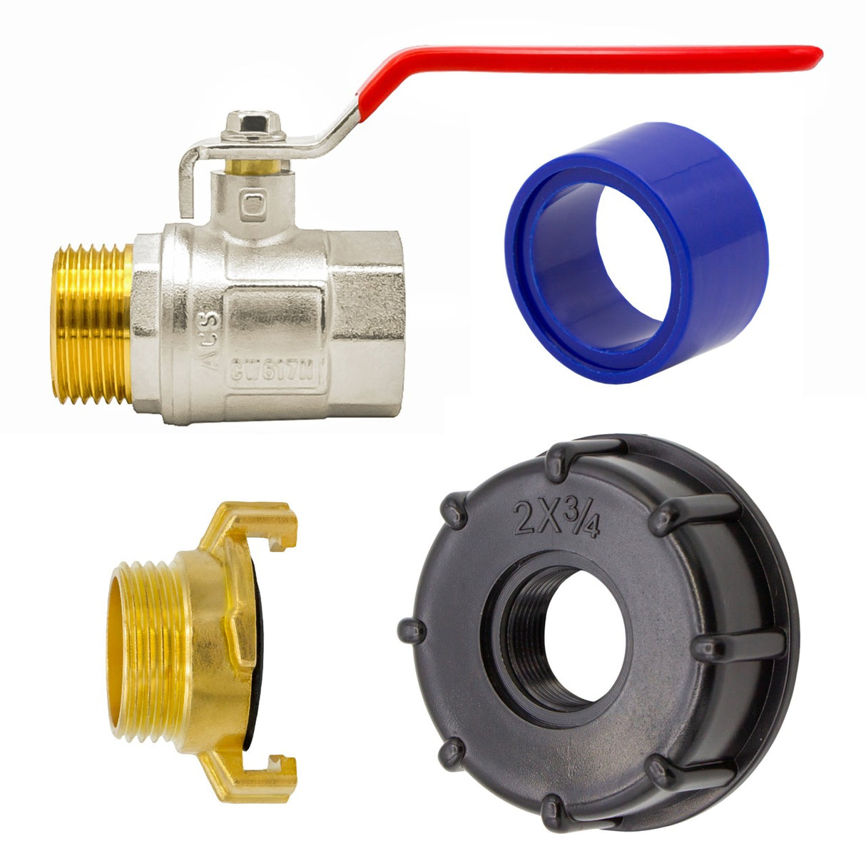 IBC Kugelhahn mit Schnellkupplung, 3/4", S60x6, Messing, GEKA