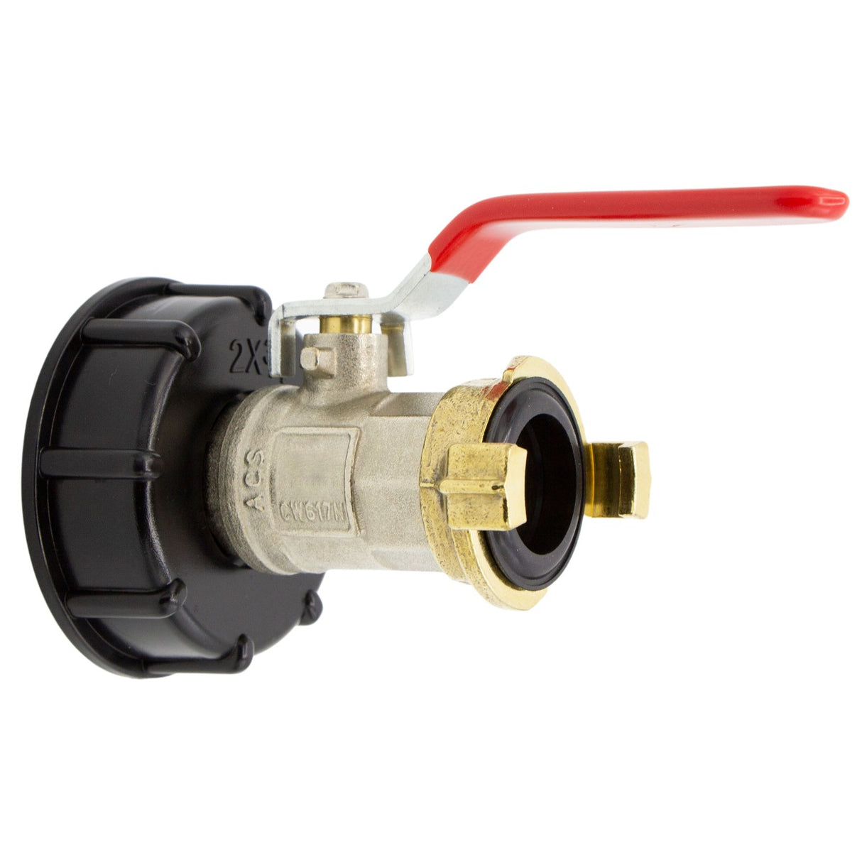 IBC Kugelhahn mit Schnellkupplung, 3/4", S60x6, Messing, GEKA