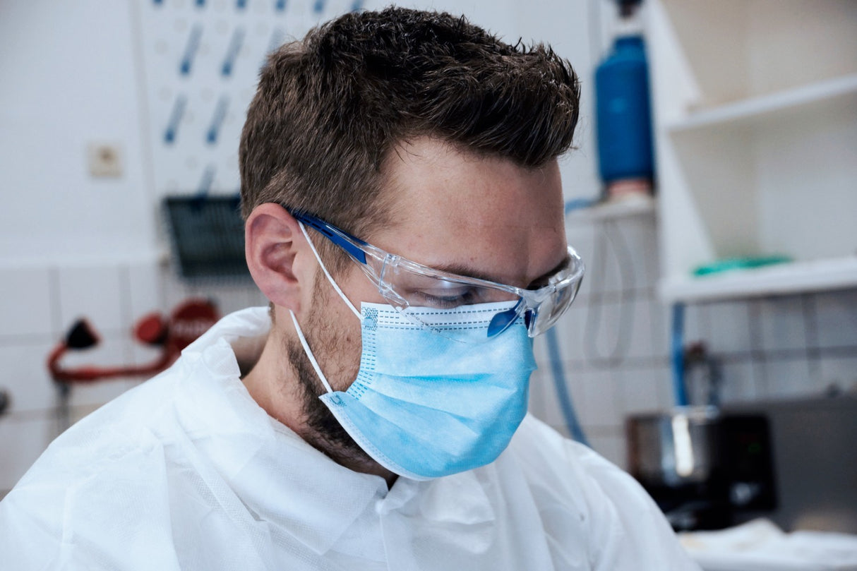 OP Mundschutz EN 14683 Typ II blau, 3-lagig, (Box á 50 Stück)