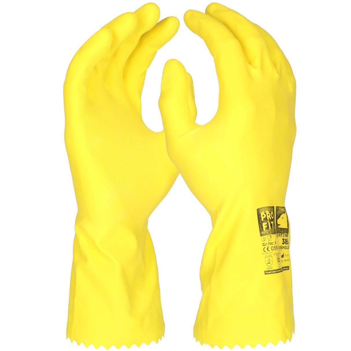 Pro-Fit® Latex Haushaltshandschuhe, Standard-Qualität, 30 cm, gelb