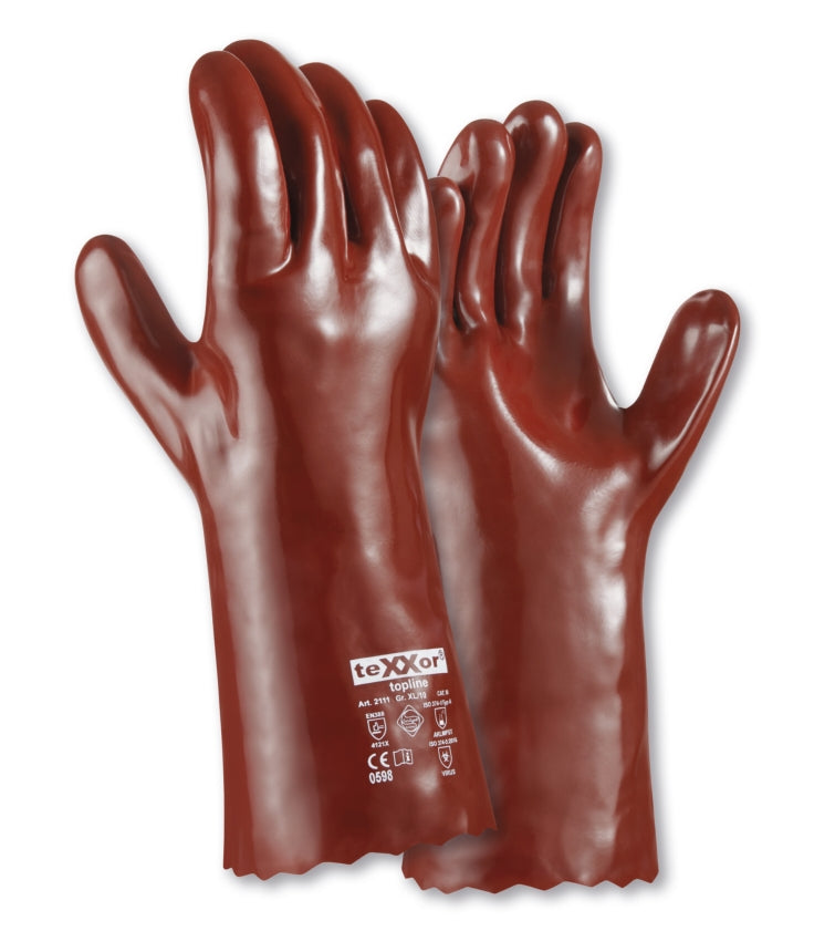 teXXor® topline Chemikalienschutz-Handschuhe PVC ROTBRAUN