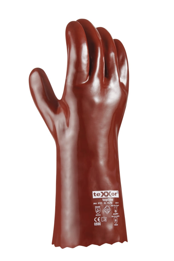 teXXor® topline Chemikalienschutz-Handschuhe PVC ROTBRAUN
