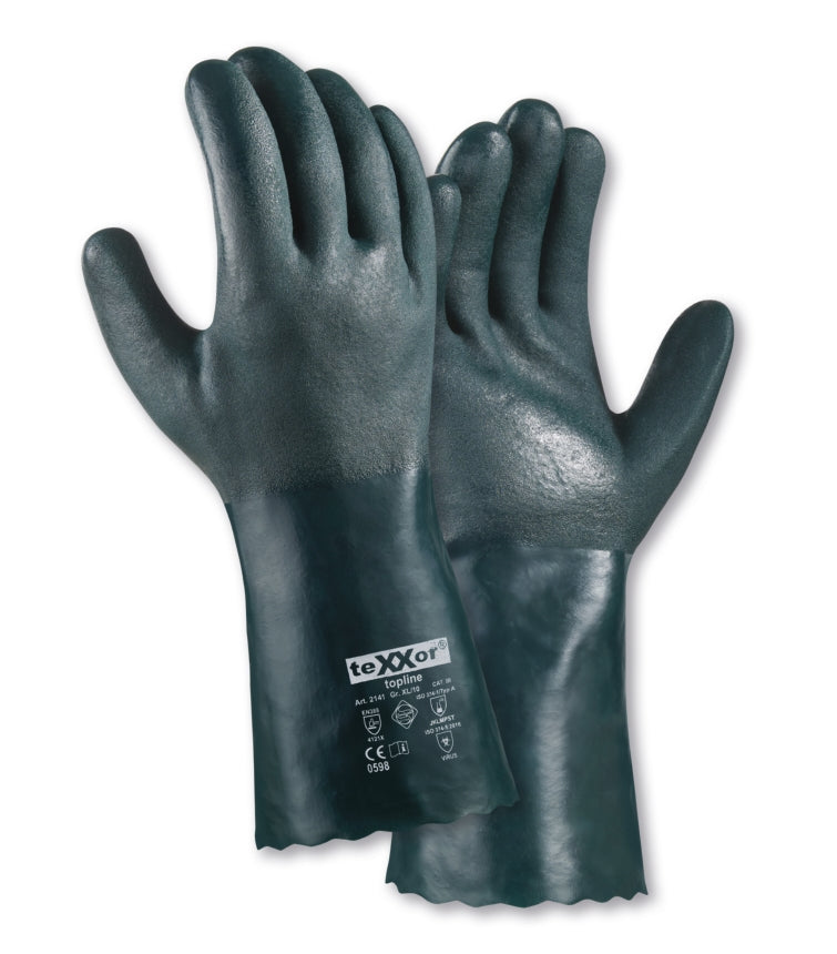 teXXor® topline Chemikalienschutz-Handschuhe PVC GRÜN 1,4