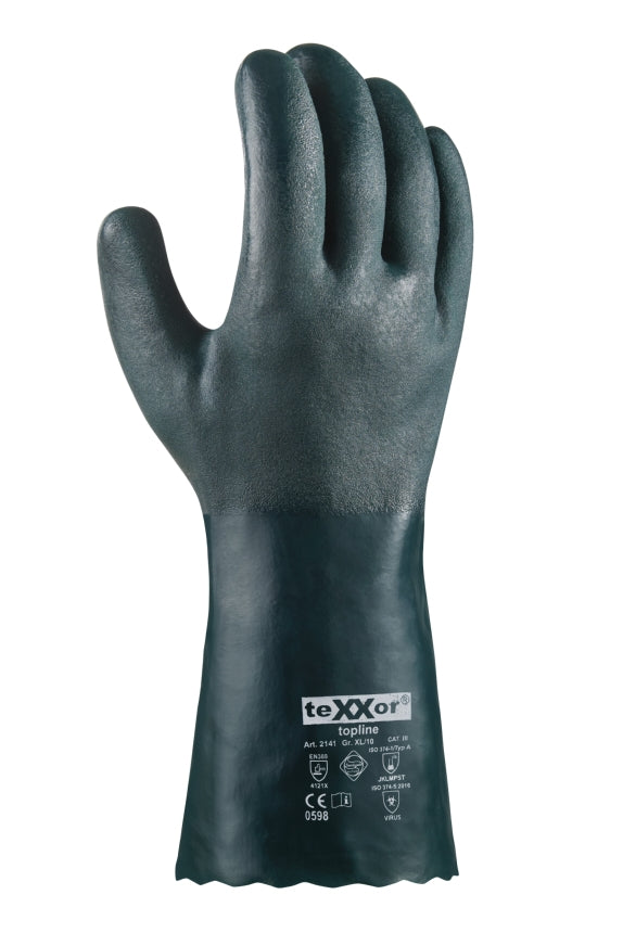 teXXor® topline Chemikalienschutz-Handschuhe PVC GRÜN 1,4
