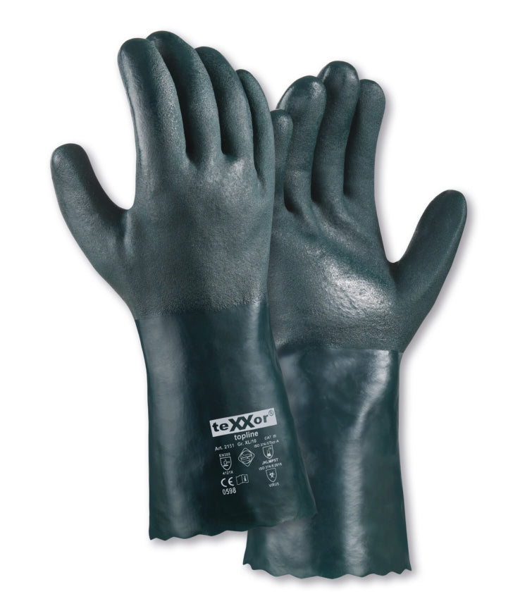 teXXor® topline Chemikalienschutz-Handschuhe PVC GRÜN 1,5