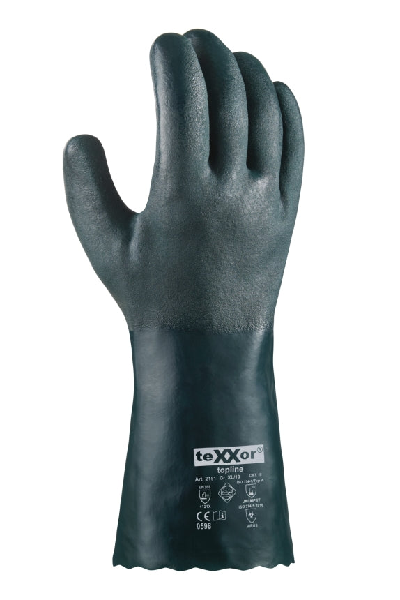 teXXor® topline Chemikalienschutz-Handschuhe PVC GRÜN 1,5