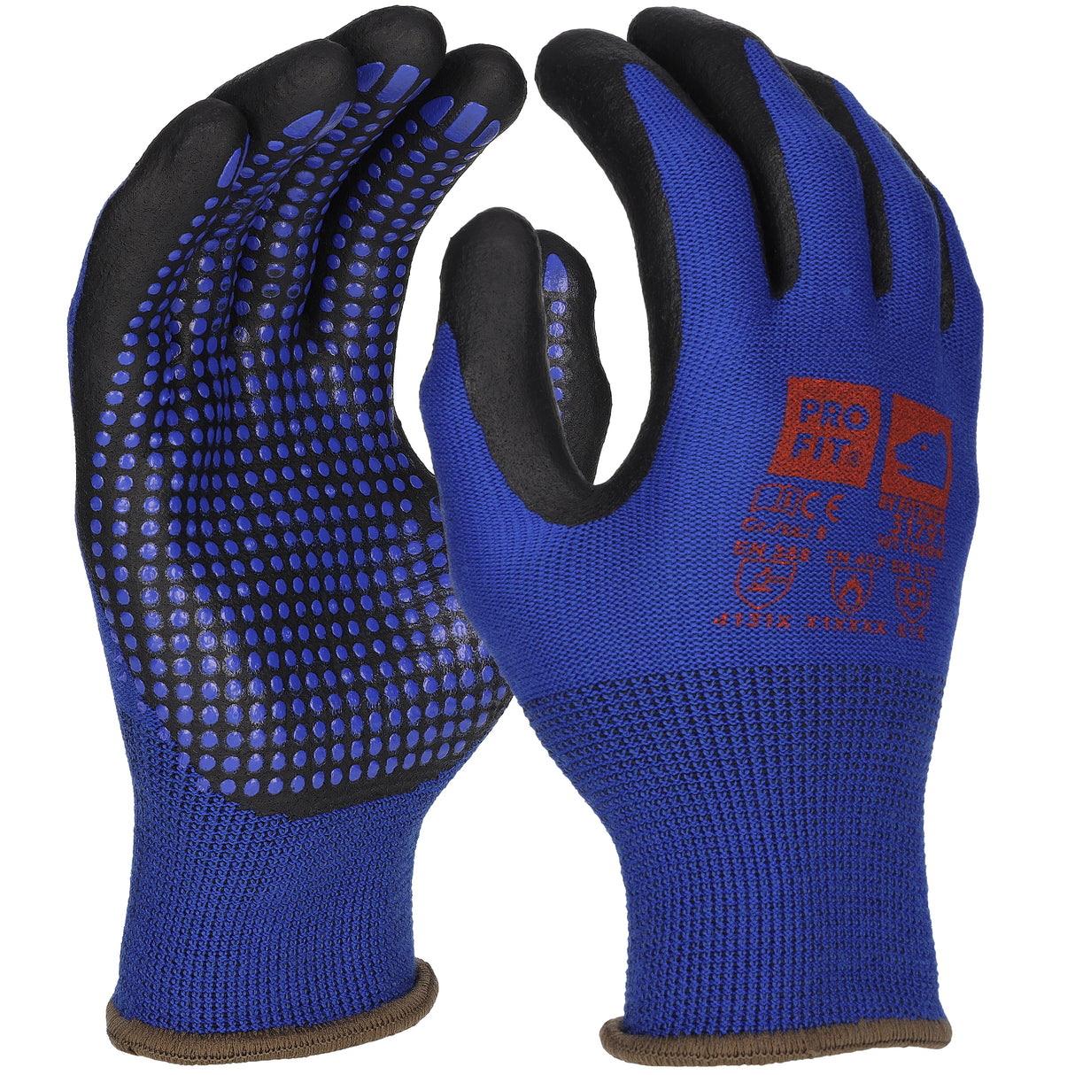 Pro-Fit® Nitril Handschuhe "Hit Therm", blau/schwarz, Noppen