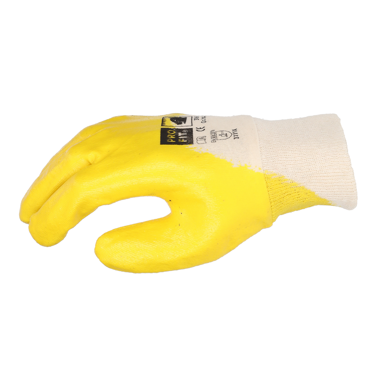Pro-Fit® Nitril Handschuhe, "Mega lite", gelb, 3/4 getaucht, Strickbund
