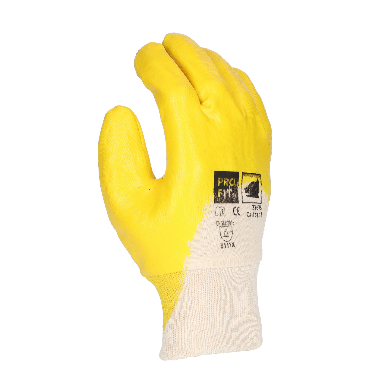 Pro-Fit® Nitril Handschuhe, "Mega lite", gelb, 3/4 getaucht, Strickbund