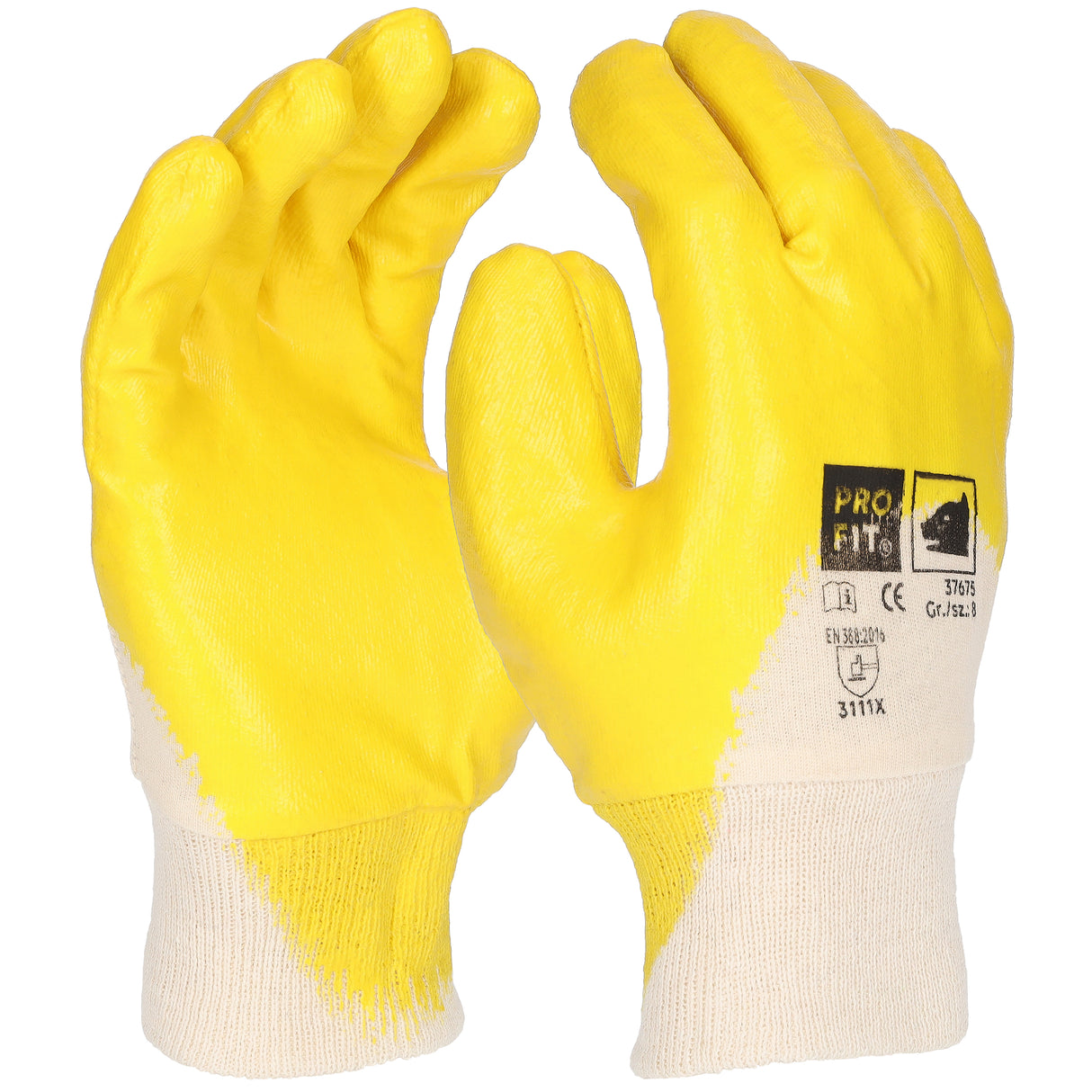 Pro-Fit® Nitril Handschuhe, "Mega lite", gelb, 3/4 getaucht, Strickbund