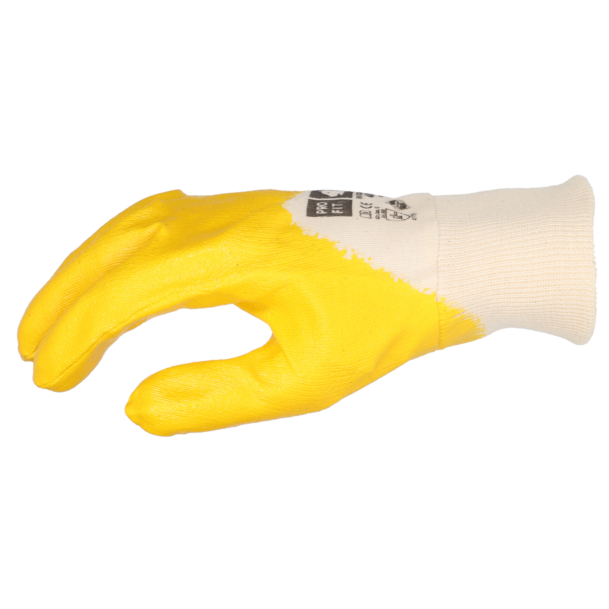 Pro-Fit® Nitril Handschuhe, "Savanne", gelb, 3/4 getaucht, Strickbund