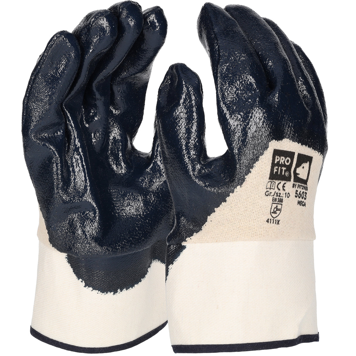 Pro-Fit® Nitril Handschuhe, "Mega", blau, 3/4 getaucht, Stulpe