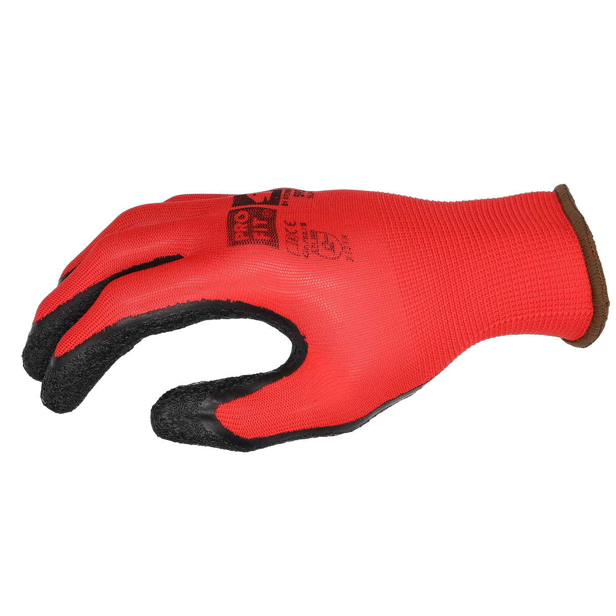 Pro-Fit® Latex Handschuh, "Super", rot/schwarz, Strickbund