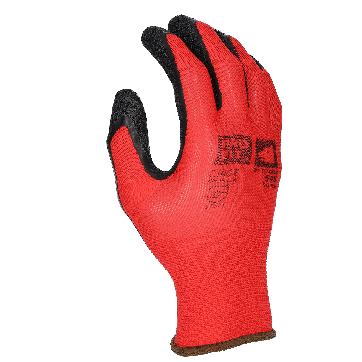 Pro-Fit® Latex Handschuh, "Super", rot/schwarz, Strickbund