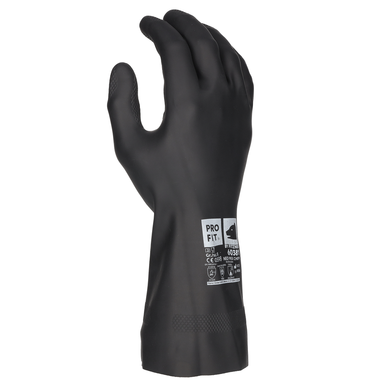 Pro-Fit® Neopren/Latex Chemikalienschutzhandschuh, 30 cm, schwarz