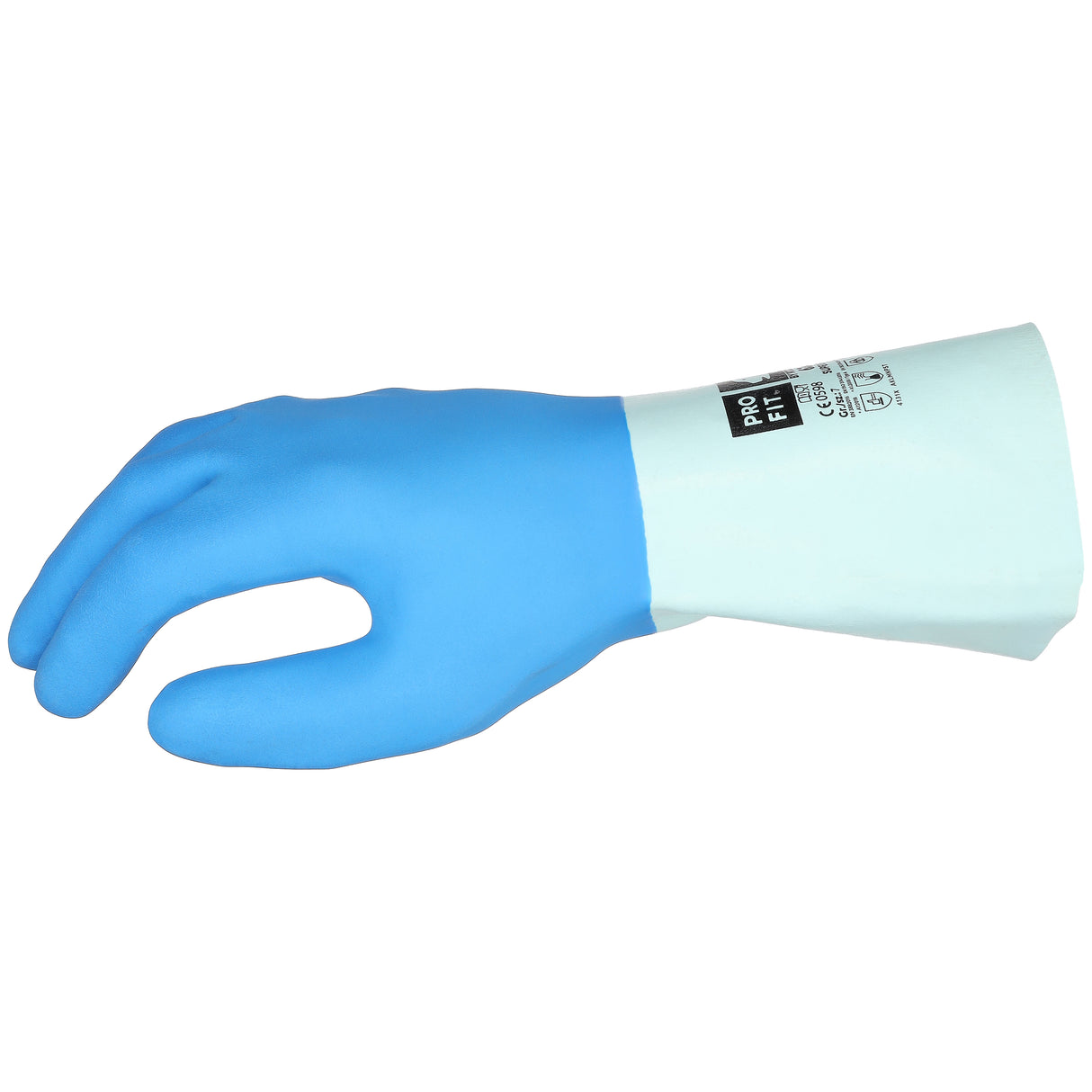 Pro-Fit® Latex Chemikalienschutzhandschuhe "Super Blue", blau, geraut