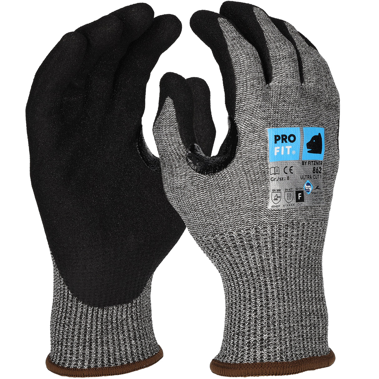 Pro-Fit® Nitril Schnittschutzhandschuh "Ultra Cut F", grau/schwarz