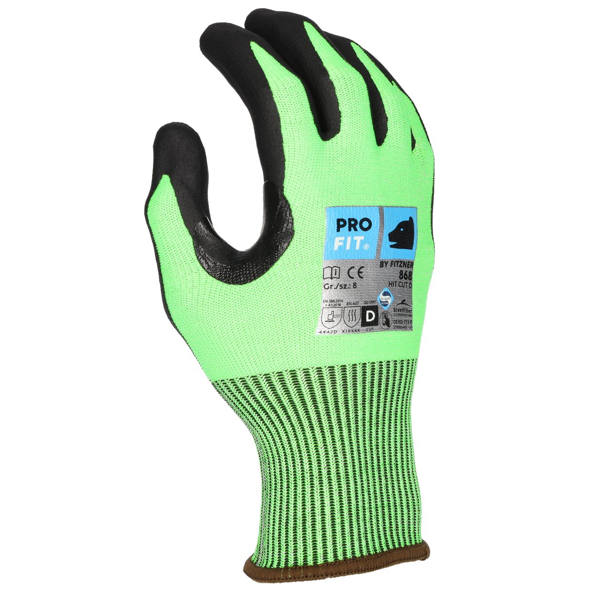 Pro-Fit® Nitril Schnittschutzhandschuh "Hit Cut D", neongrün/schwarz