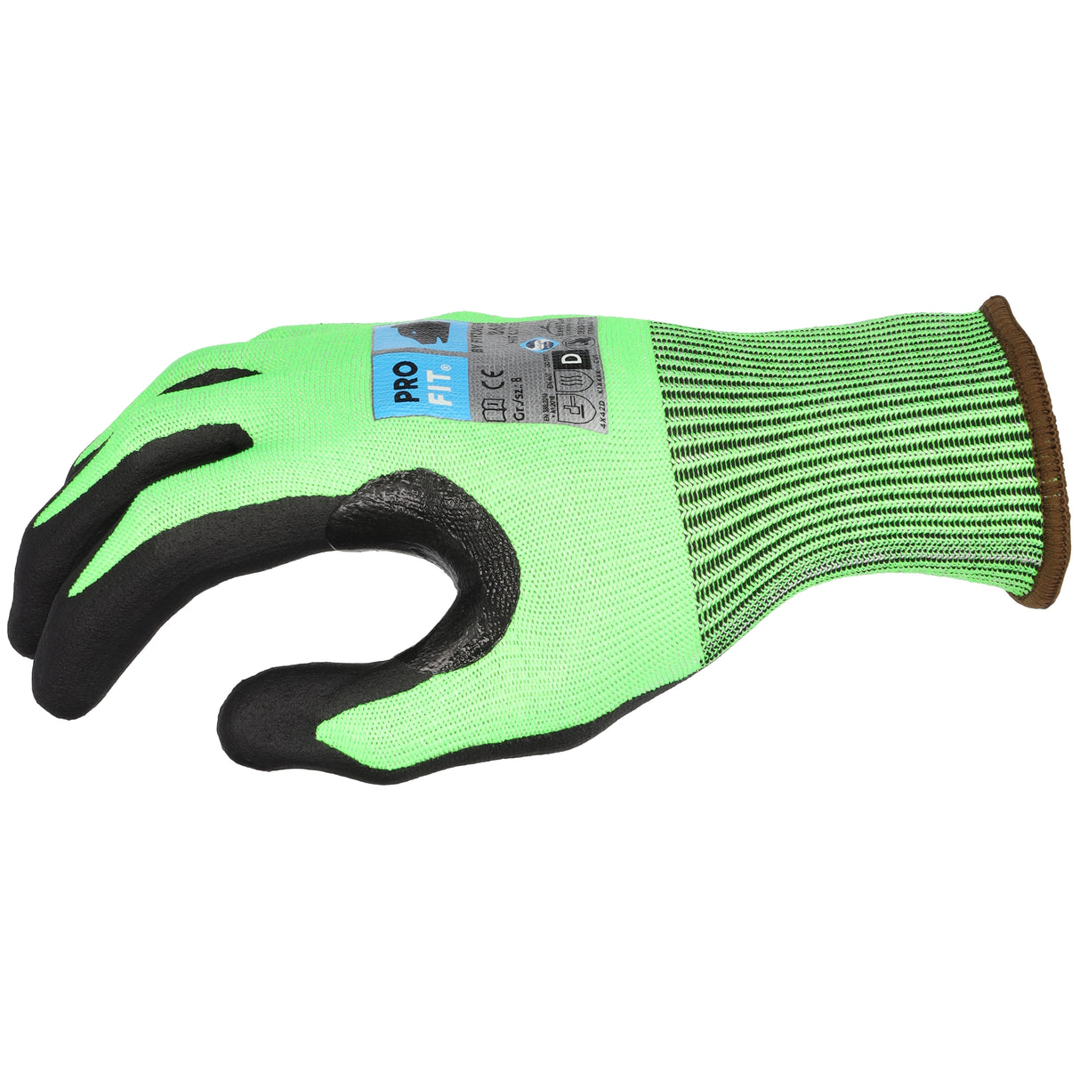 Pro-Fit® Nitril Schnittschutzhandschuh "Hit Cut D", neongrün/schwarz