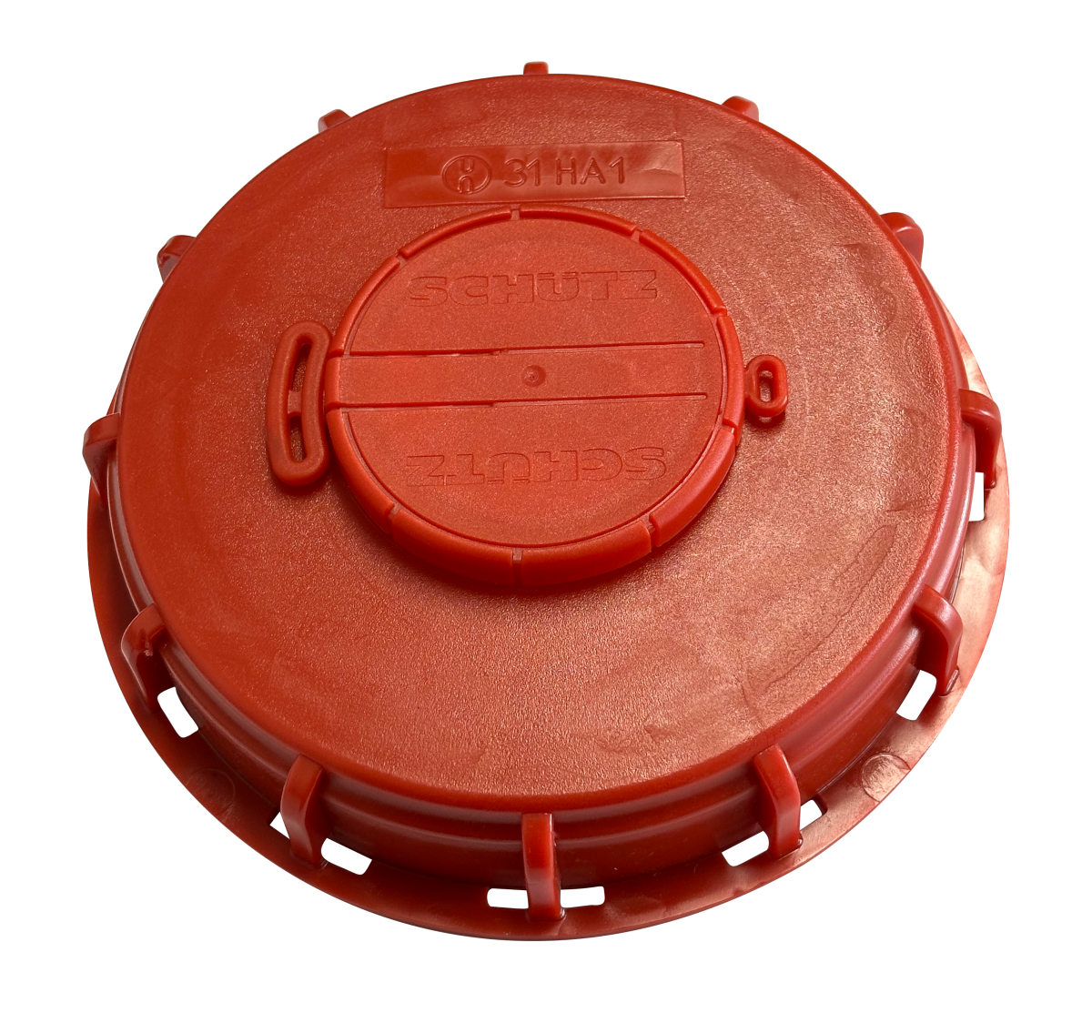 IBC Deckel, DN150, gebraucht gereinigt, Stopfen mit Entlüftungsventil, rot, o.UN