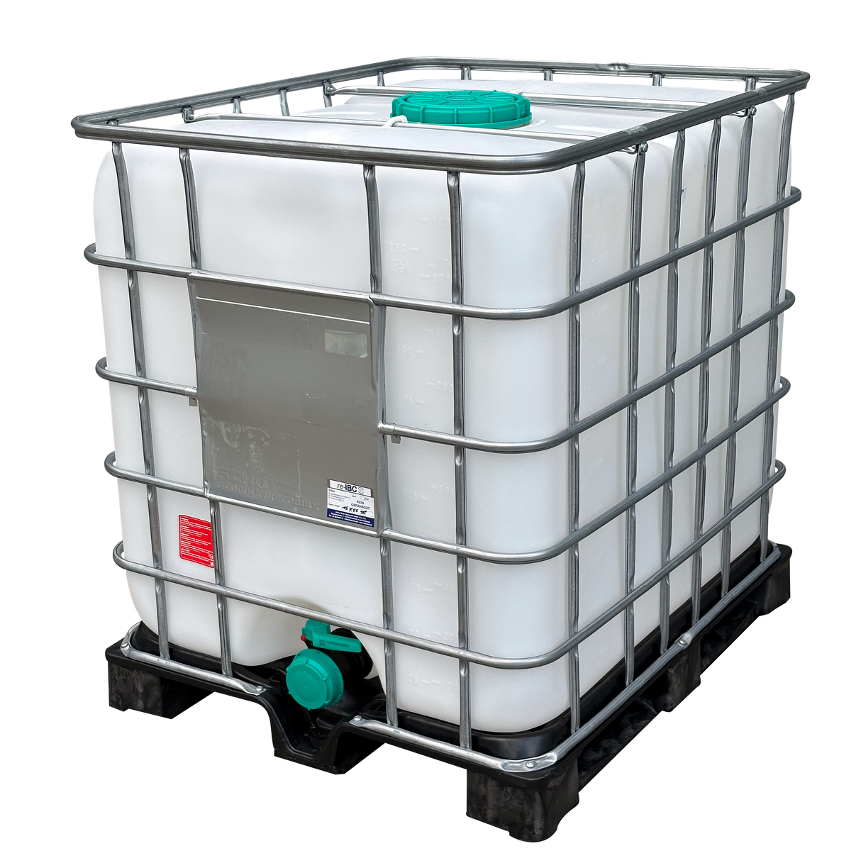 1000 L IBC Container, Kunststoffpalette, gebraucht gereinigt, 225/80, UF, ohne UN