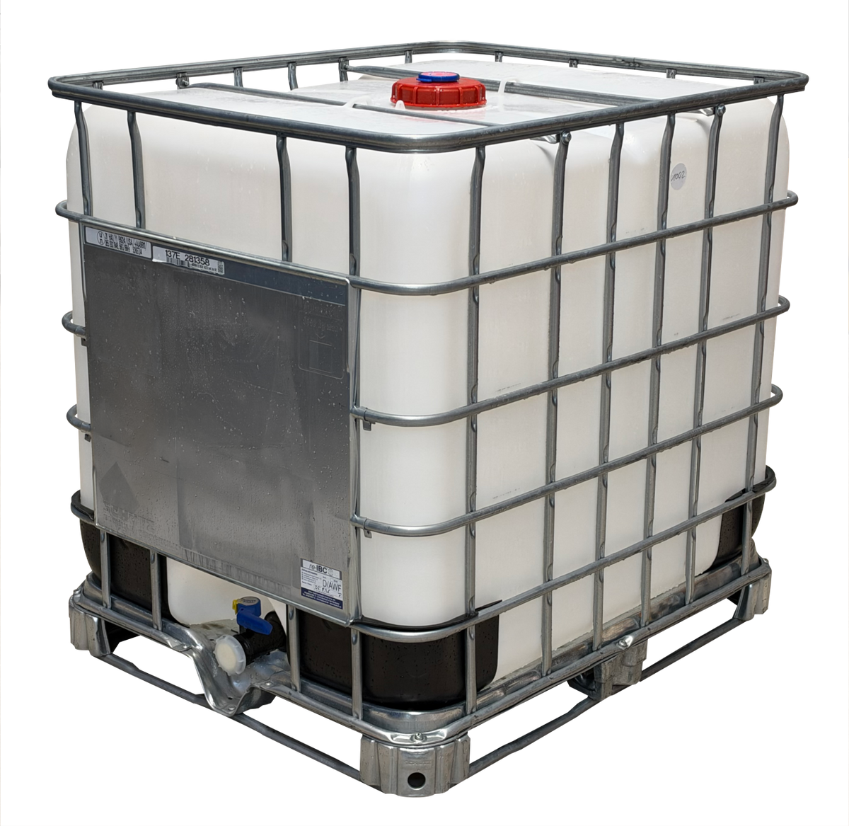 1000 L IBC Container, Stahlpalette, gebraucht gereinigt, Feingewinde, 150/50, UN