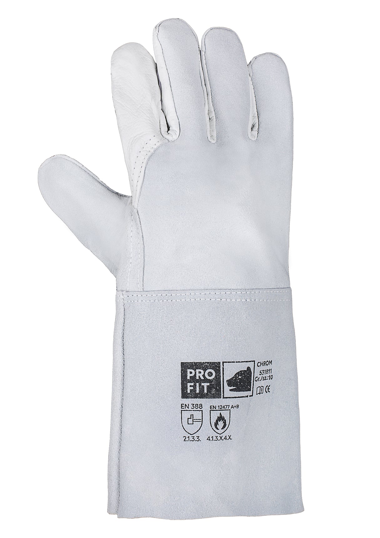 Pro-Fit® Schweißerhandschuh Kombi Rindleder, "Chrom", 35 cm