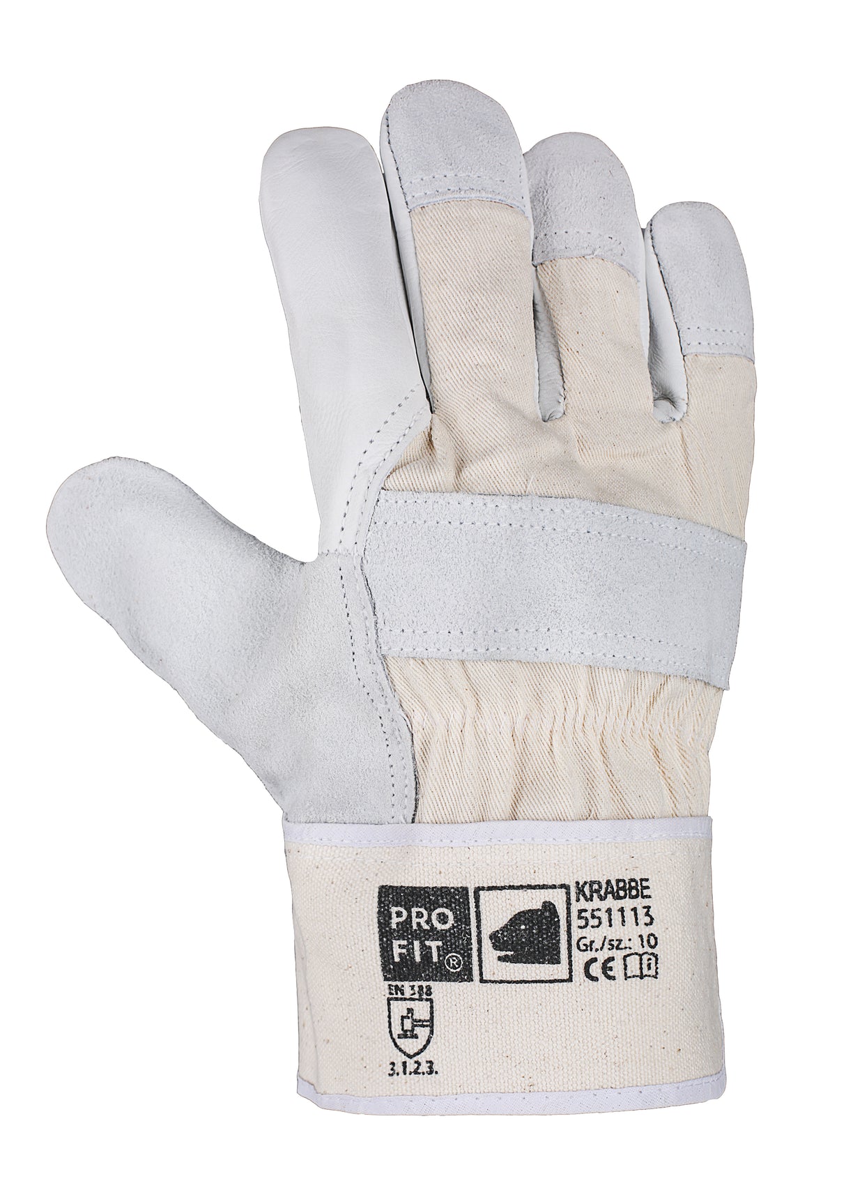 Pro-Fit® Rindvoll-/Rindspalt Leder Arbeitshandschuh, "Krabbe", natur