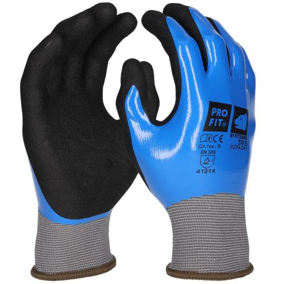 Pro-Fit® Nitril Handschuhe, "Ultra Dry", 2fach Tauchung, blau/grau