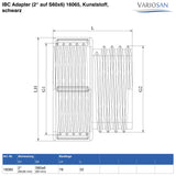 IBC Adapter (2" auf S60x6) Feingewinde auf Grobgewinde, Kunststoff, schwarz