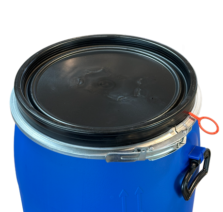 60 L Weithalsfass / Kunststoffdeckelfass, blau, Entgasung, FDA, SCHÜTZ, UN