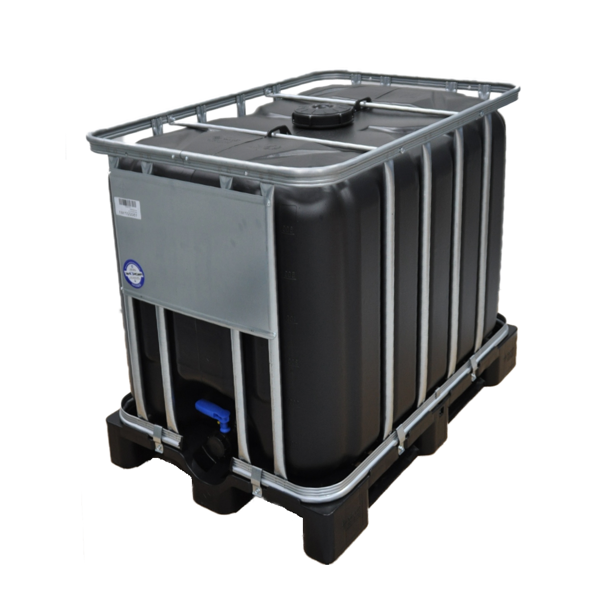 600 L IBC Container, Kunststoff-Palette, 150/50, schwarz, UN Zulassung