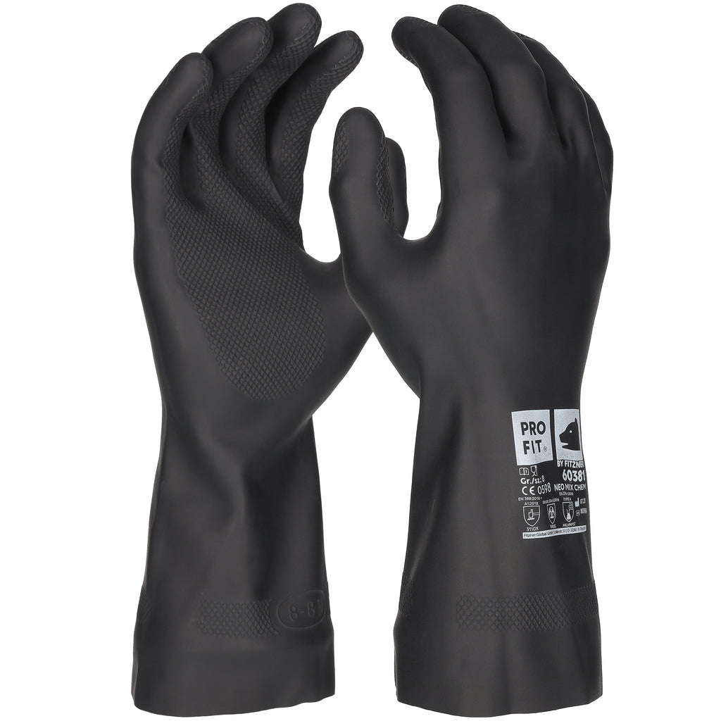 Pro-Fit® Neopren/Latex Chemikalienschutzhandschuh, 30 cm, schwarz