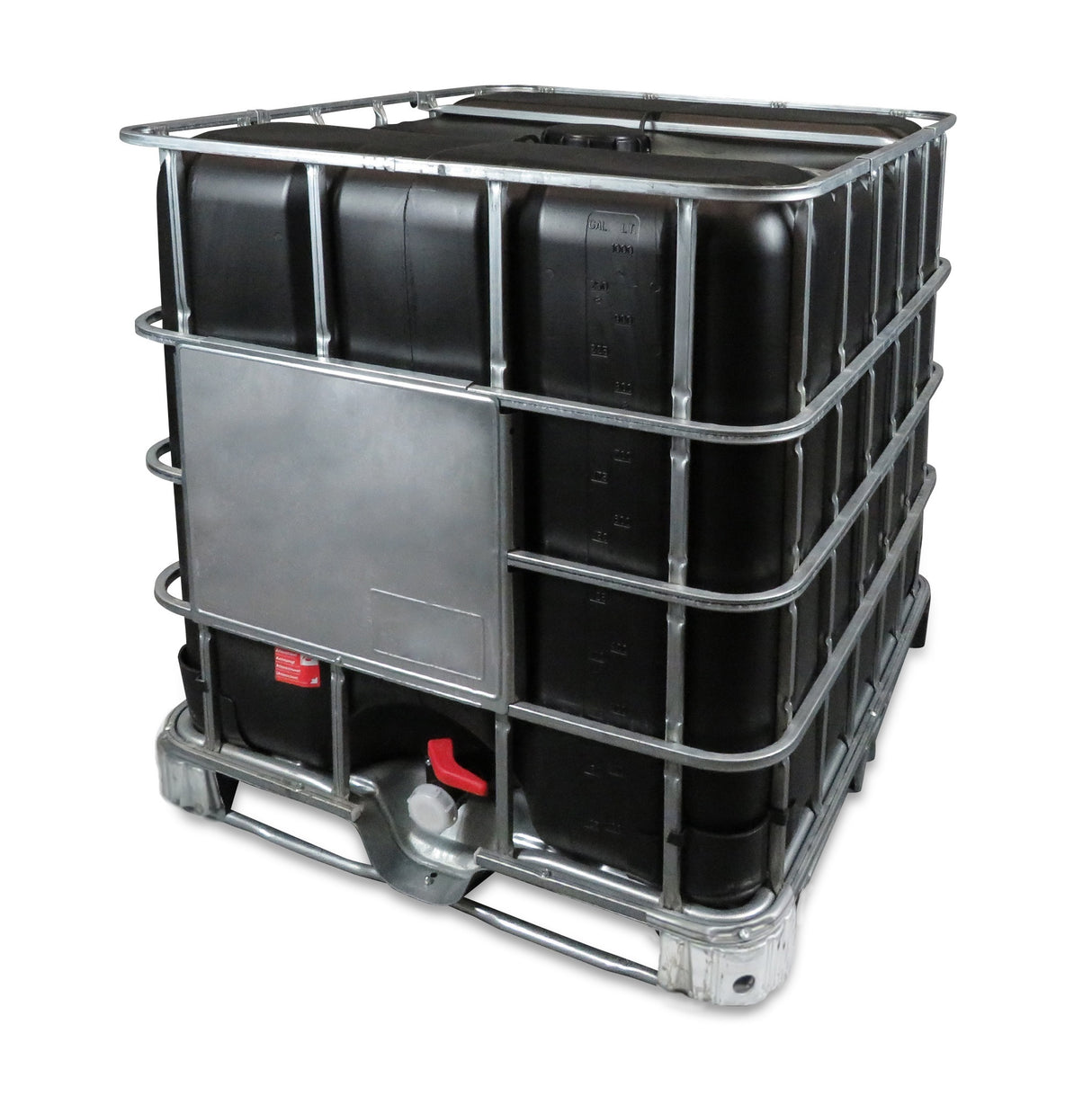 1000 L IBC Container, Stahlpalette, 150/50, neue Blase (rebottled), schwarz, ohne UN